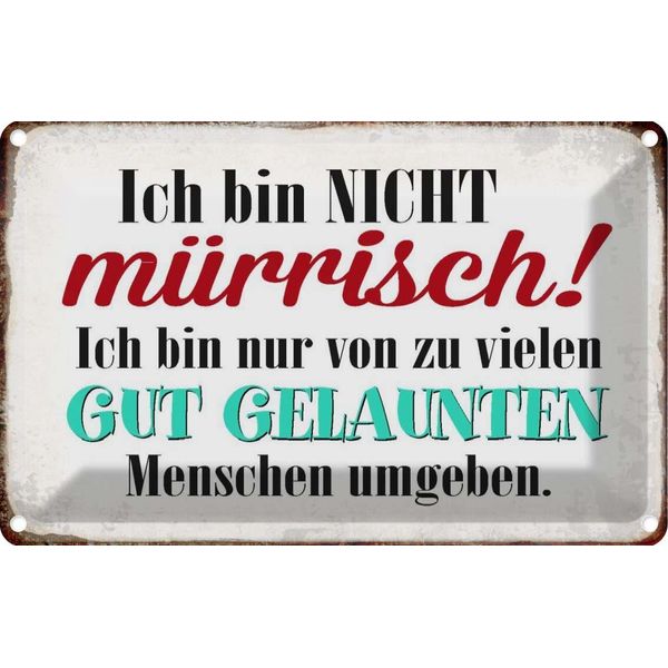 Vianmo Insegna Di Latta 20X30 Cm Ich Bin Nicht MüRrisch Bin Nur-image