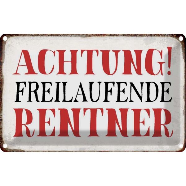 Vianmo Insegna Di Latta 12X18 Cm Achtung Freilaufende Rentner-image