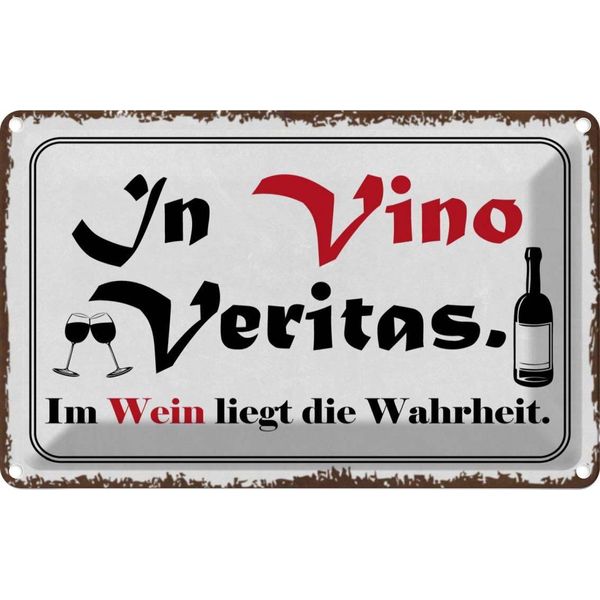 Vianmo Insegna Di Latta 12X18 Cm In Vino Veritas Wein Wahrheit-image