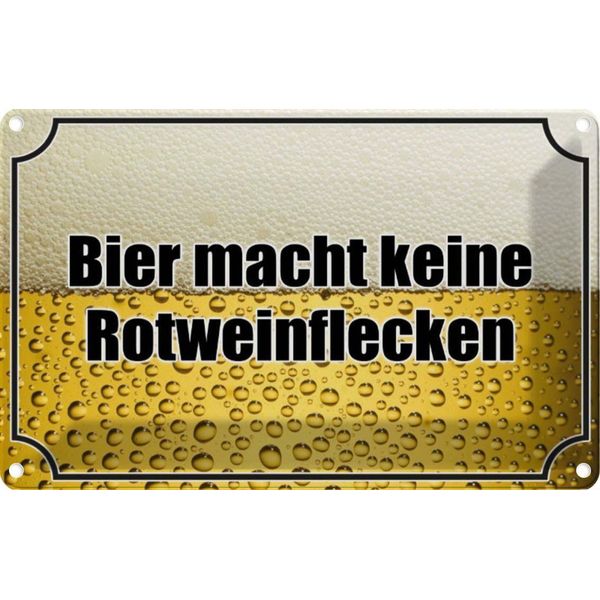 Vianmo Insegna Di Latta 20X30 Cm Bier Keine Rotweinflecken-image