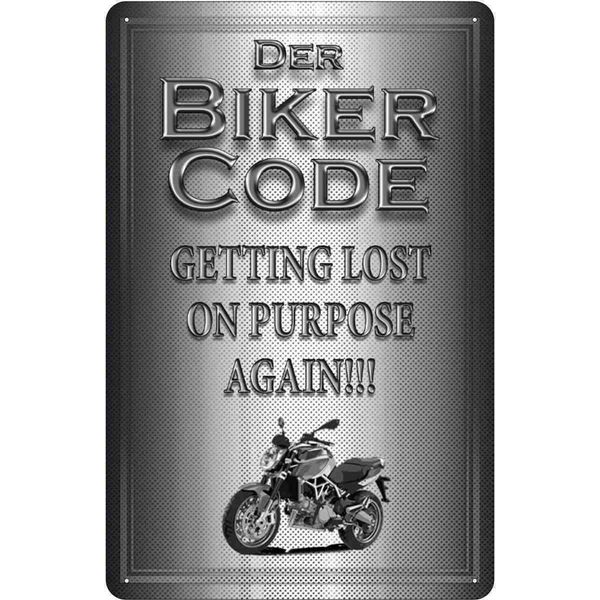Vianmo Insegna Di Latta 18X12 Cm Motorrad Biker Code Getting Lost On-image