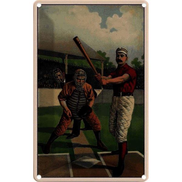 Vianmo Insegna Di Latta 30X20 Cm Baseball Usa Schlagmann-image