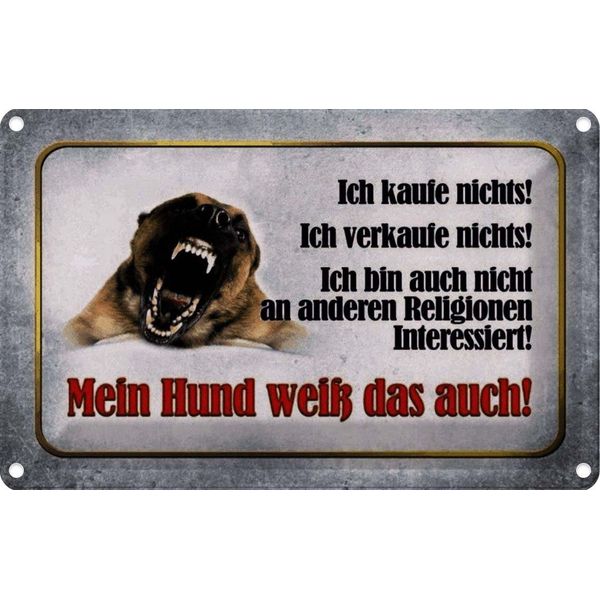Vianmo Insegna Di Latta 20X30 Cm Kaufe Nichts Mein Hund Weiß-image