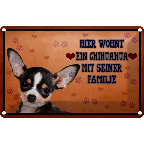 Vianmo Insegna Di Latta 12X18 Cm Hund Hier Wohnt Ein Chihuahua-image