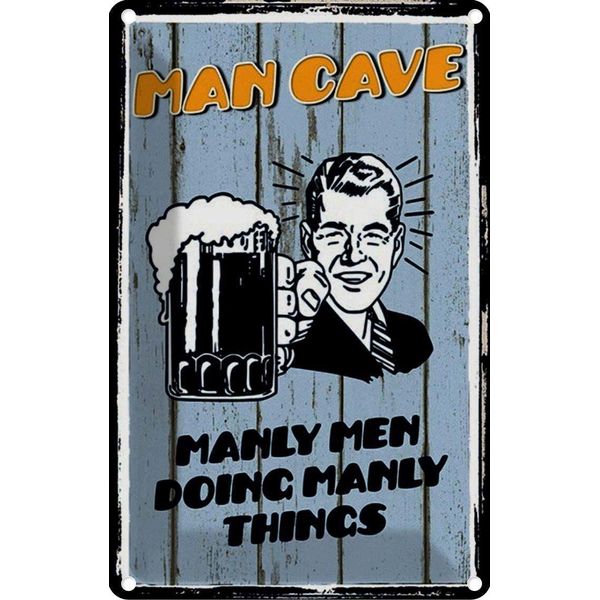 Vianmo Insegna Di Latta 30X20 Cm Man Cave Bier Manly Men Doing-image