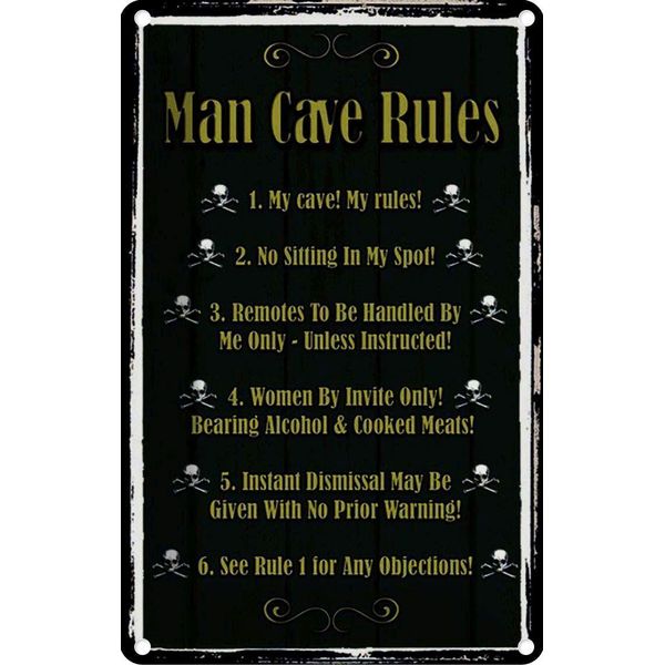 Vianmo Insegna Di Latta 18X12 Cm Man Cave Rules No Sitting Spot-image
