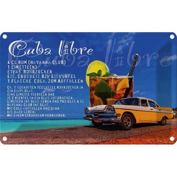 Vianmo Insegna Di Latta 20X30 Cm Cuba Libre Rezept Rum Alkohol-image