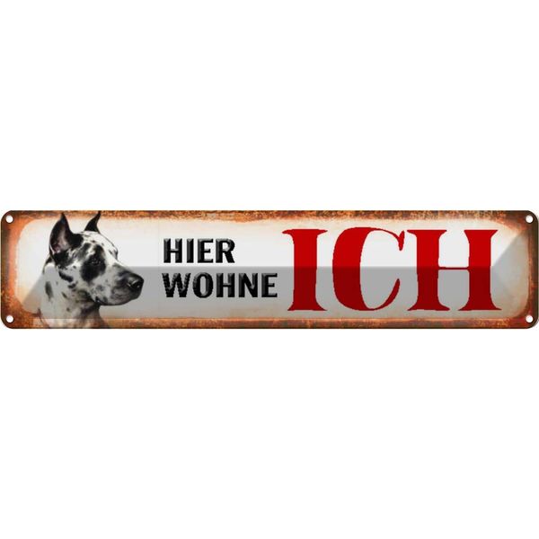 Vianmo Insegna Di Latta 10X46 Cm Dogge Hund Hier Wohne Ich-image