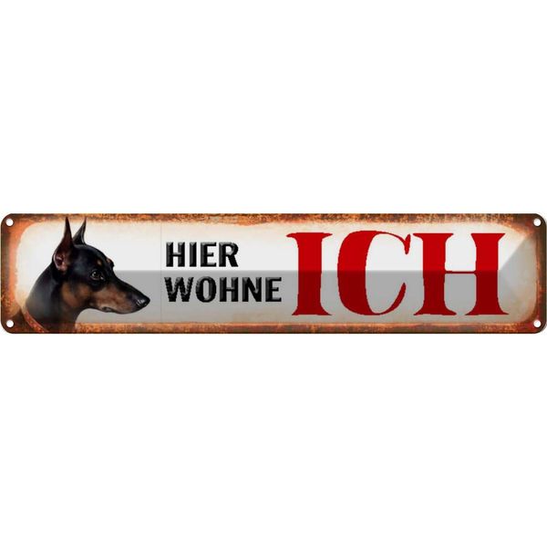Vianmo Insegna Di Latta 10X46 Cm Dobermann Hund Hier Wohne-image