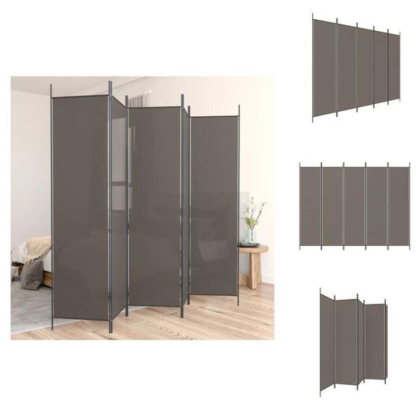 Vidaxl Paravento 5 Pezzi Antracite 250X220 Cm Tessuto - Divisorio Per Ambienti-image