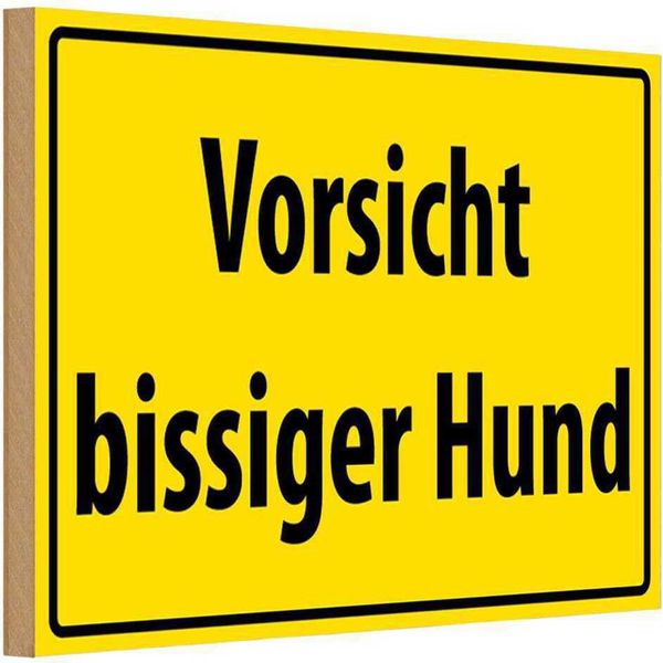 Vianmo Insegna In Legno 12X18 Cm Vorsicht Bissiger Hund-image
