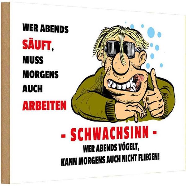 Vianmo Insegna In Legno 20X30 Cm Alkohol Wer Abends SäUft Muss Morgens-image