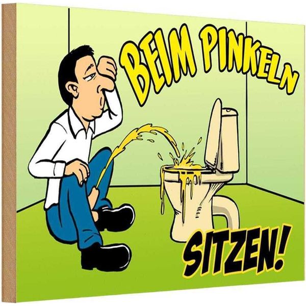 Vianmo Insegna In Legno 12X18 Cm Beim Pinkeln Sitzen GrüNes-image