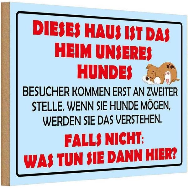 Vianmo Insegna In Legno 12X18 Cm Dieses Haus Ist Heim Unseres Hundes-image