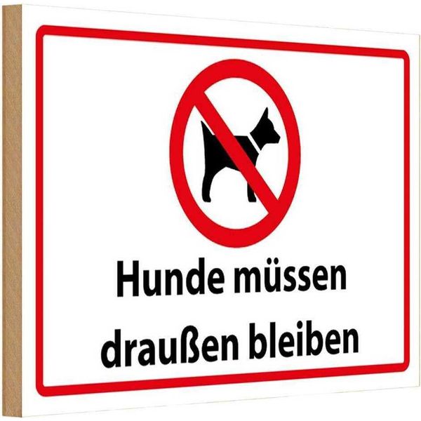 Vianmo Insegna In Legno 20X30 Cm Hunde MüSsen DraußEn Bleiben-image