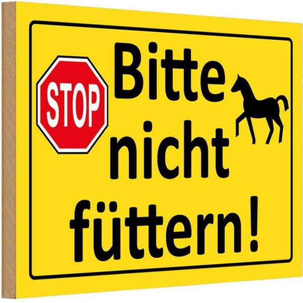 Vianmo Insegna In Legno 20X30 Cm Stop Bitte Nicht FüTtern Pferd-image