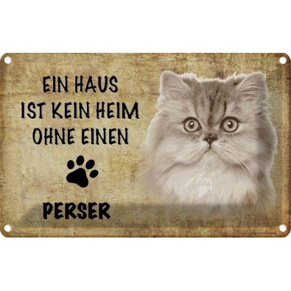Vianmo Insegna Di Latta 12X18 Cm Perser Katze Ohne Kein Heim-image