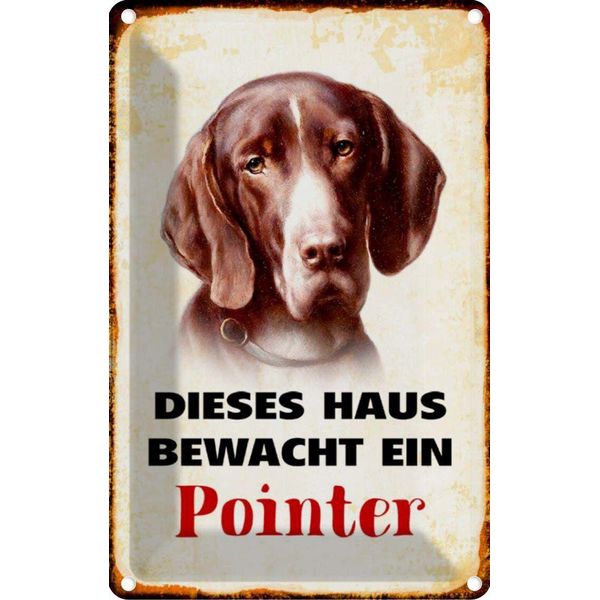 Vianmo Insegna Di Latta 18X12 Cm Hund Dieses Haus Bewacht Ein Pointer-image
