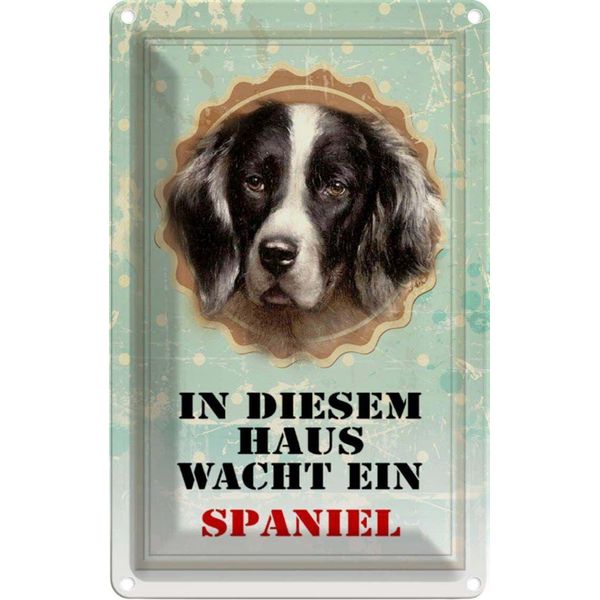 Vianmo Insegna Di Latta 18X12 Cm Hund In Diesem Haus Wacht Ein Spaniel-image