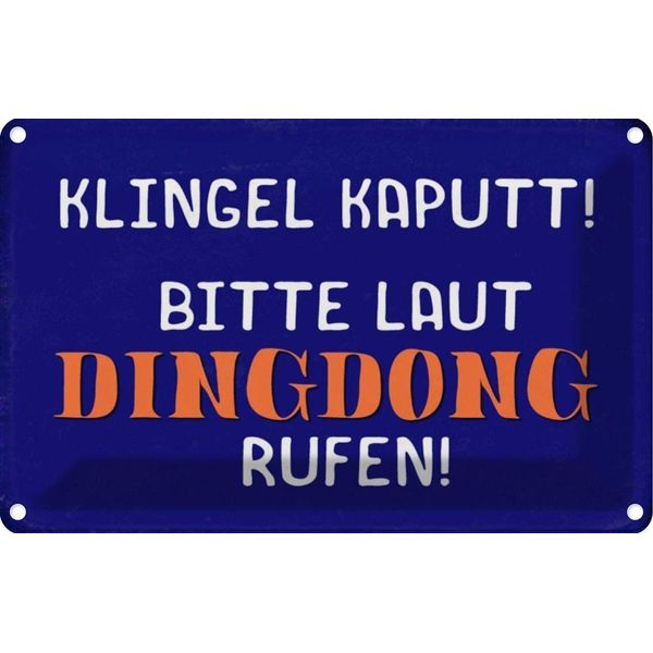 Vianmo Insegna Di Latta 12X18 Cm Klingel Kaputt Dingdong Rufen-image