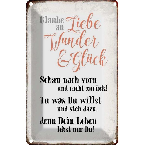 Vianmo Insegna Di Latta 30X20 Cm Glaube An Liebe Wunder GlüCk-image