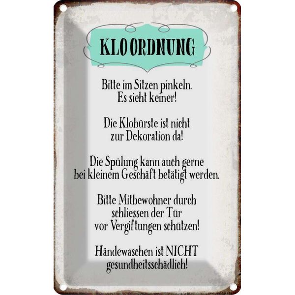 Vianmo Insegna Di Latta 18X12 Cm Klo Ordnung Die KlobüRste-image