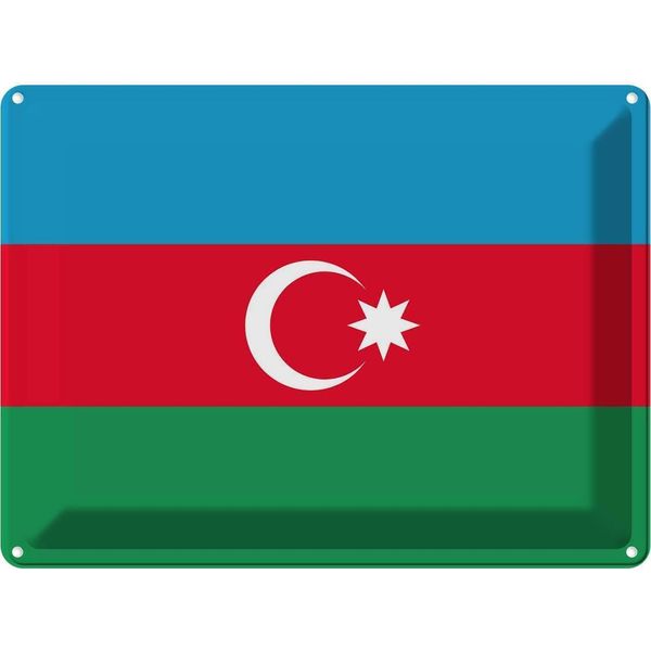 Vianmo Insegna Di Latta 30X40 Cm Bandiera Aserbaidschan Flag Of Azerbaijan-image