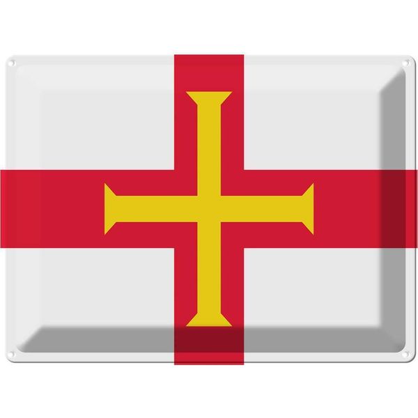 Vianmo Insegna Di Latta 30X40 Cm Bandiera Guernseys Flag Of Guernsey-image