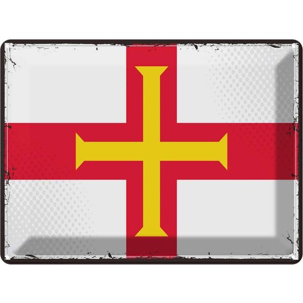 Vianmo Insegna Di Latta 30X40 Cm Bandiera Guernseys Retro Flag Of Guernsey-image