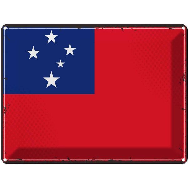 Vianmo Insegna Di Latta 30X40 Cm Bandiera Samoas Retro Flag Of Samoa-image