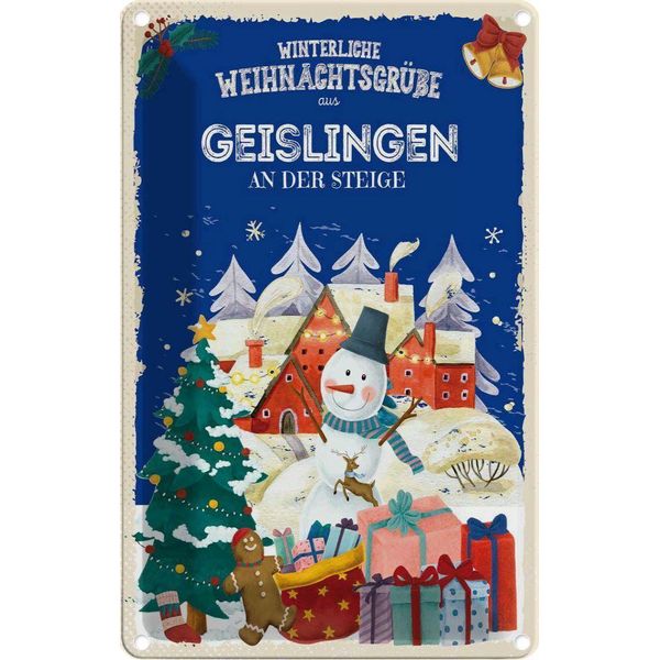 Vianmo Insegna Di Latta 18X12 Cm WeihnachtsgrüßE Geislingen An Der Steige-image