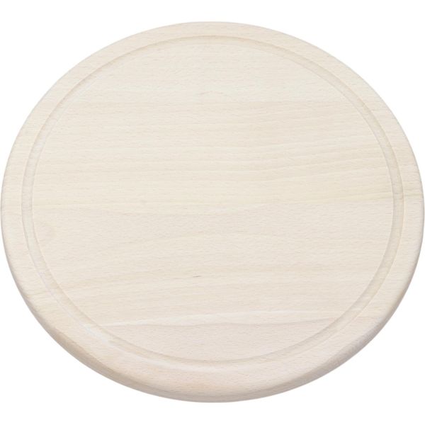 Tagliere Rotondo In Legno Di Faggio Da 28 Cm Con Scanalatura Per Tagliare Gli Antipasti-image
