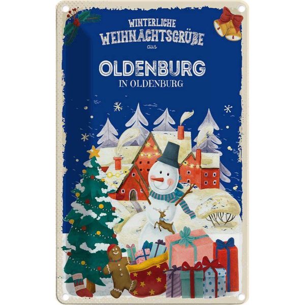 Vianmo Insegna Di Latta 18X12 Cm WeihnachtsgrüßE Aus Oldenburg In Oldenburg-image