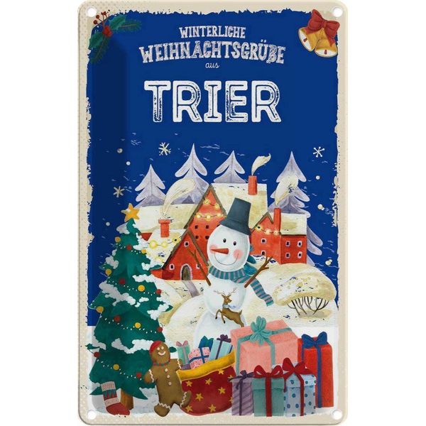 Vianmo Insegna Di Latta 30X20 Cm WeihnachtsgrüßE Aus Trier-image