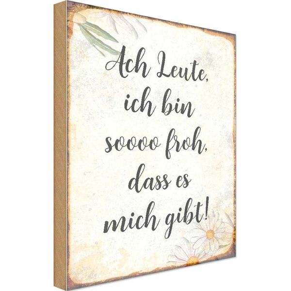 Vianmo Insegna In Legno 18X12 Cm Ach Leute Ich Bin Soo Froh-image