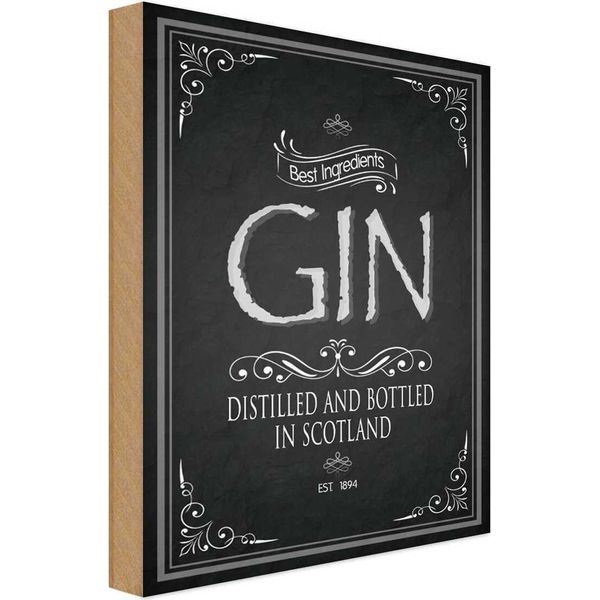 Vianmo Insegna In Legno 30X20 Cm Alkohol Gin Best Ingredients Scotland-image