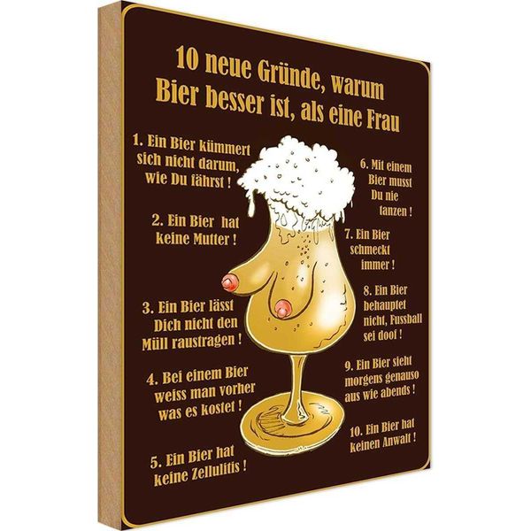 Vianmo Insegna In Legno 18X12 Cm Alkohol 10 GrüNde Bier Besser Als Frau-image