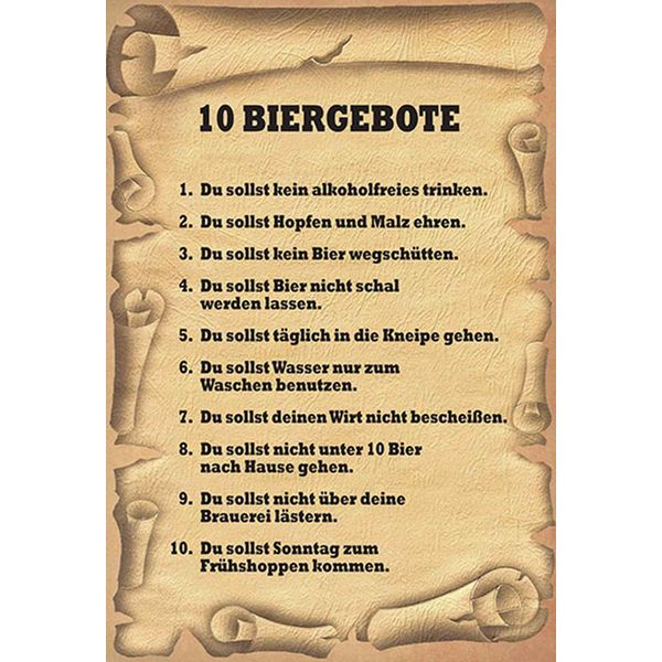 Vianmo Insegna In Legno 30X20 Cm 10 Biergebote Du Sollst Kein-image