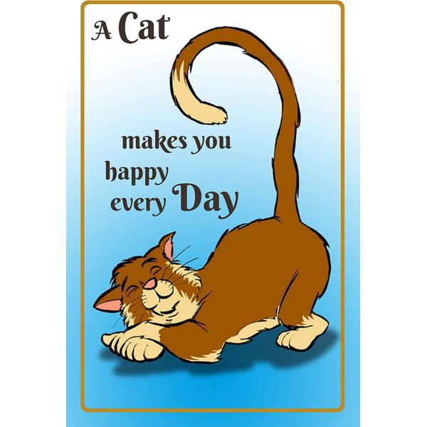Vianmo Insegna In Legno 30X20 Cm A Cat Makes You Happy Every Day-image