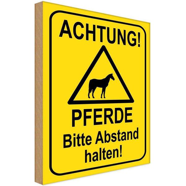 Vianmo Insegna In Legno 18X12 Cm Achtung Pferde Abstand Halten-image