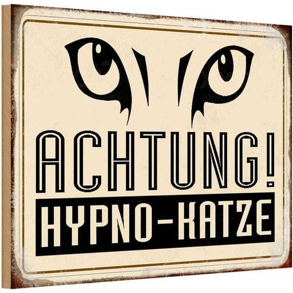 Vianmo Insegna In Legno 20X30 Cm Achtung Hypno-Katze-image
