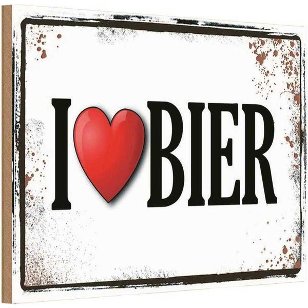 Vianmo Insegna In Legno 12X18 Cm Alkohol I Love Bier-image