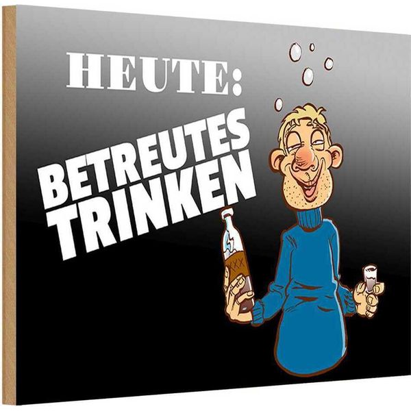 Vianmo Insegna In Legno 20X30 Cm Alkohol Heute Betreutes Trinken-image