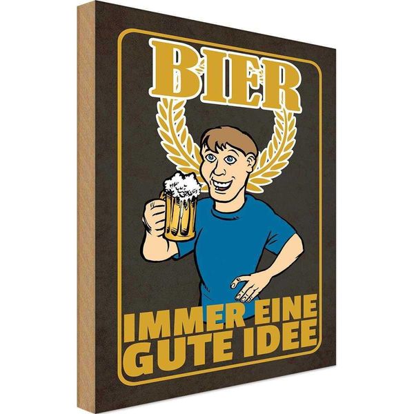 Vianmo Insegna In Legno 30X20 Cm Alkohol Bier Immer Eine Gute Idee-image