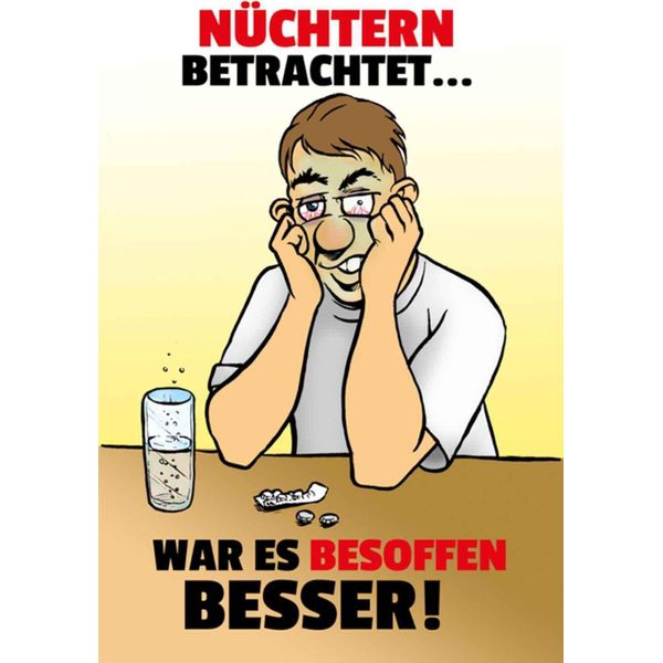 Vianmo Insegna In Legno 18X12 Cm Alkohol NüChtern Betr. War Besoffen Besser-image