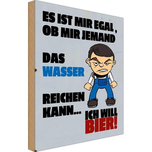 Vianmo Insegna In Legno 30X20 Cm Akohol Es Mir Egal Wasser Ich Will Bier-image