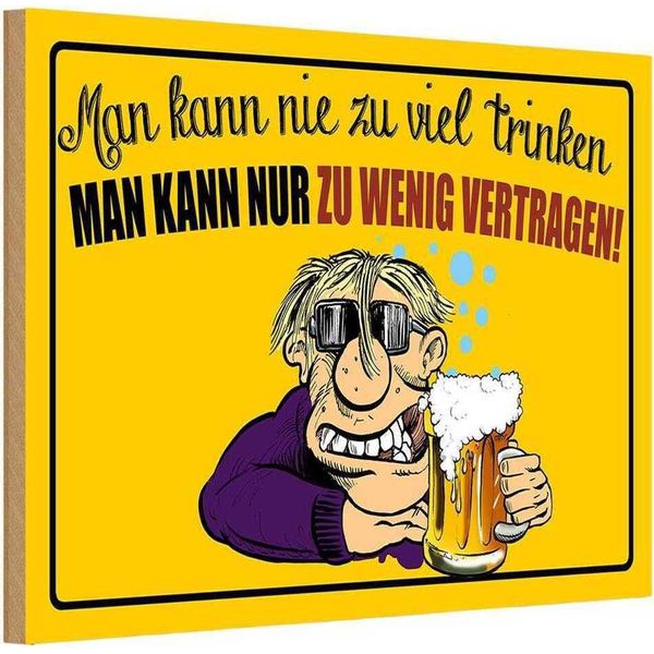 Vianmo Insegna In Legno 20X30 Cm Alkohol Man Kann Nie Zuviel Trinken-image