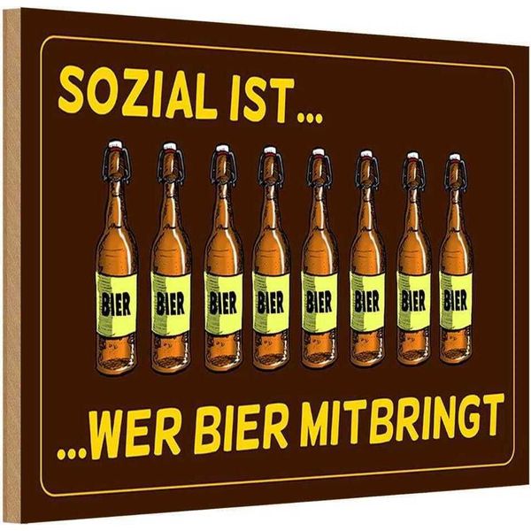 Vianmo Insegna In Legno 20X30 Cm Alkohol Sozial Ist Wer Bier Mitbringt-image
