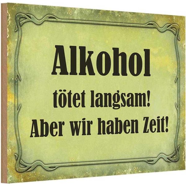 Vianmo Insegna In Legno 12X18 Cm Alkohol TöTet Langsam Aber Wir-image