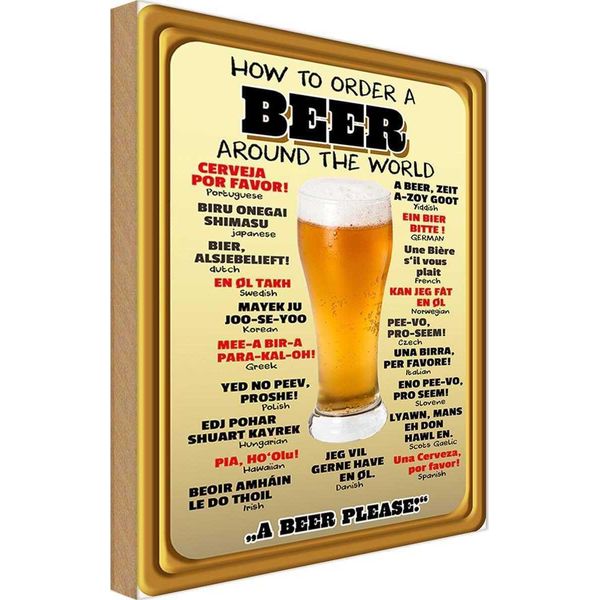 Vianmo Insegna In Legno 18X12 Cm Alkohol How To Order A Beer Please-image